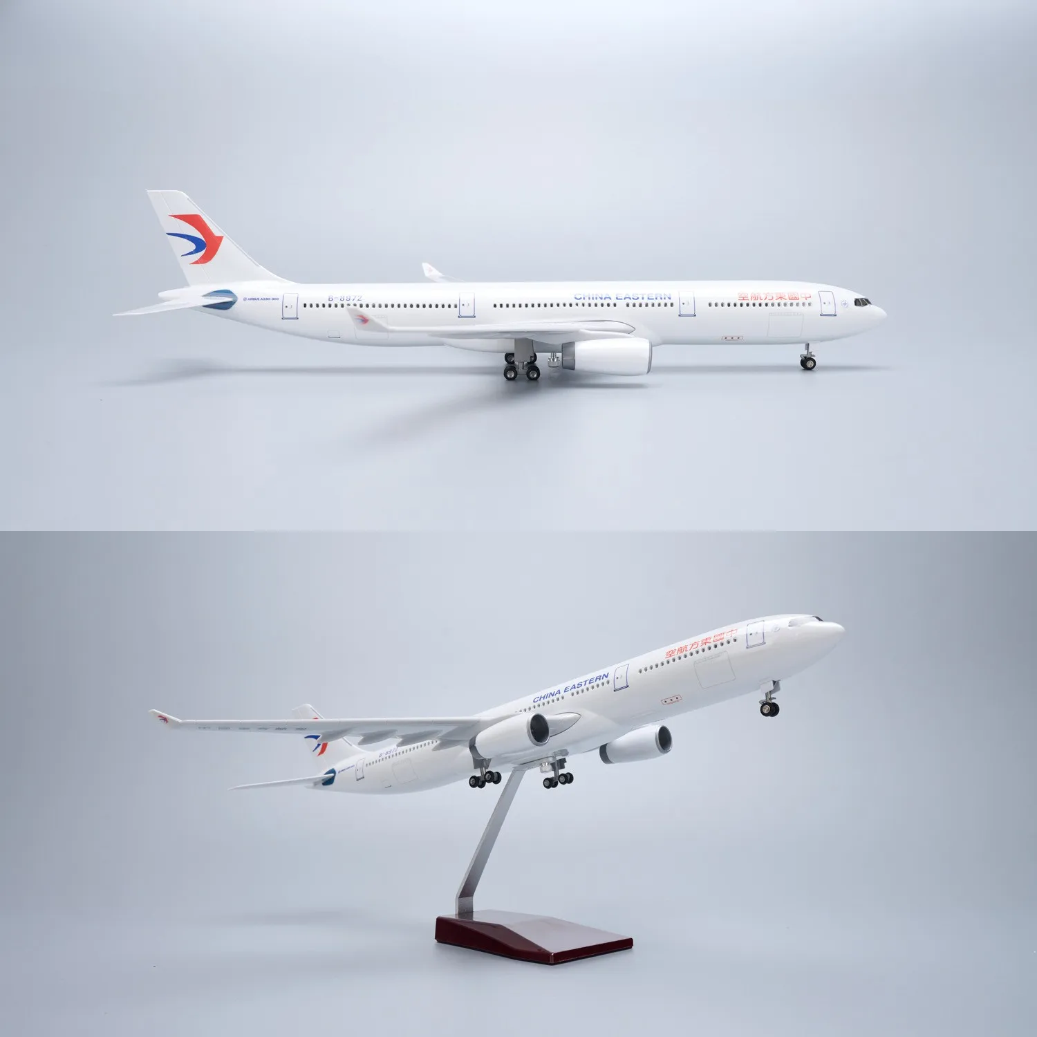 Maquette d'avion en résine moulée sous pression China Eastern A330, échelle 1/47 cm, avec train d'atterrissage et roues, pour collection, exposition ou comme jouet cadeau