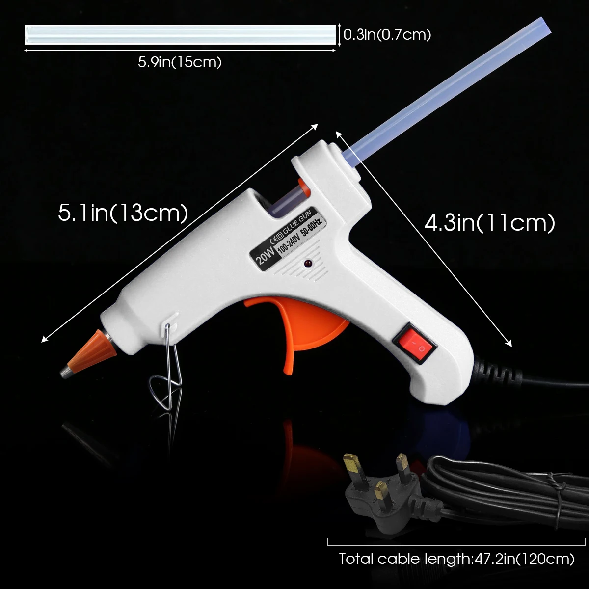 20W Hot Melt Glue Gun Industrial Mini Guns Thermo Electric Mini Heat Temperature Thermo Electric Repair Tool with Glue Sticks