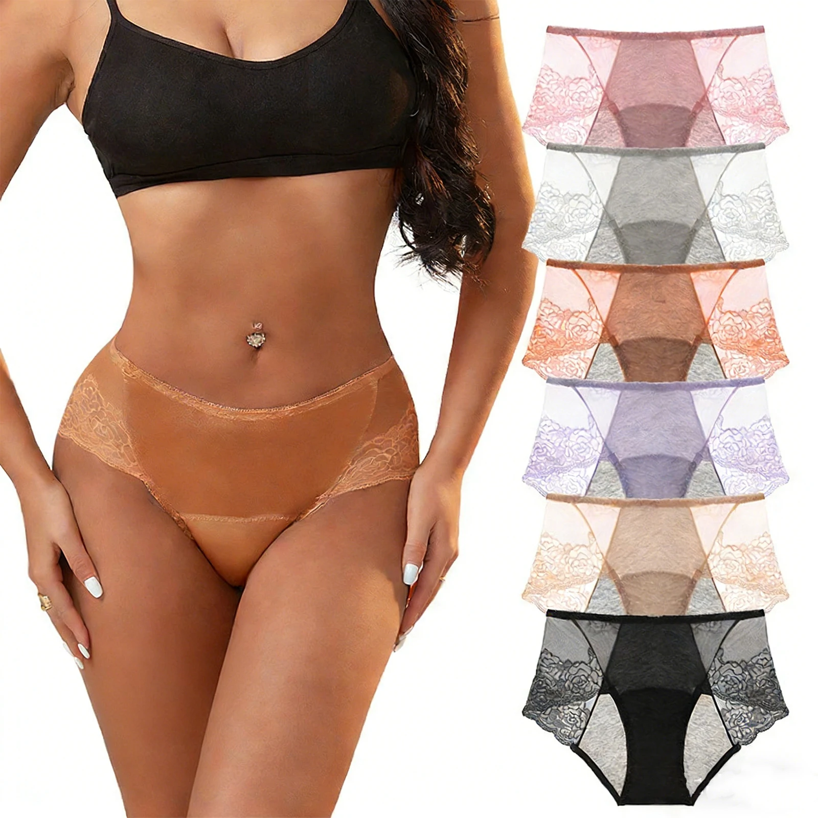Breathable Lace Women's Period Panties Leakproof Plus Size Soft Mesh Menstrual Underwear Stretchy Ladies Sanitary Briefs - view 2