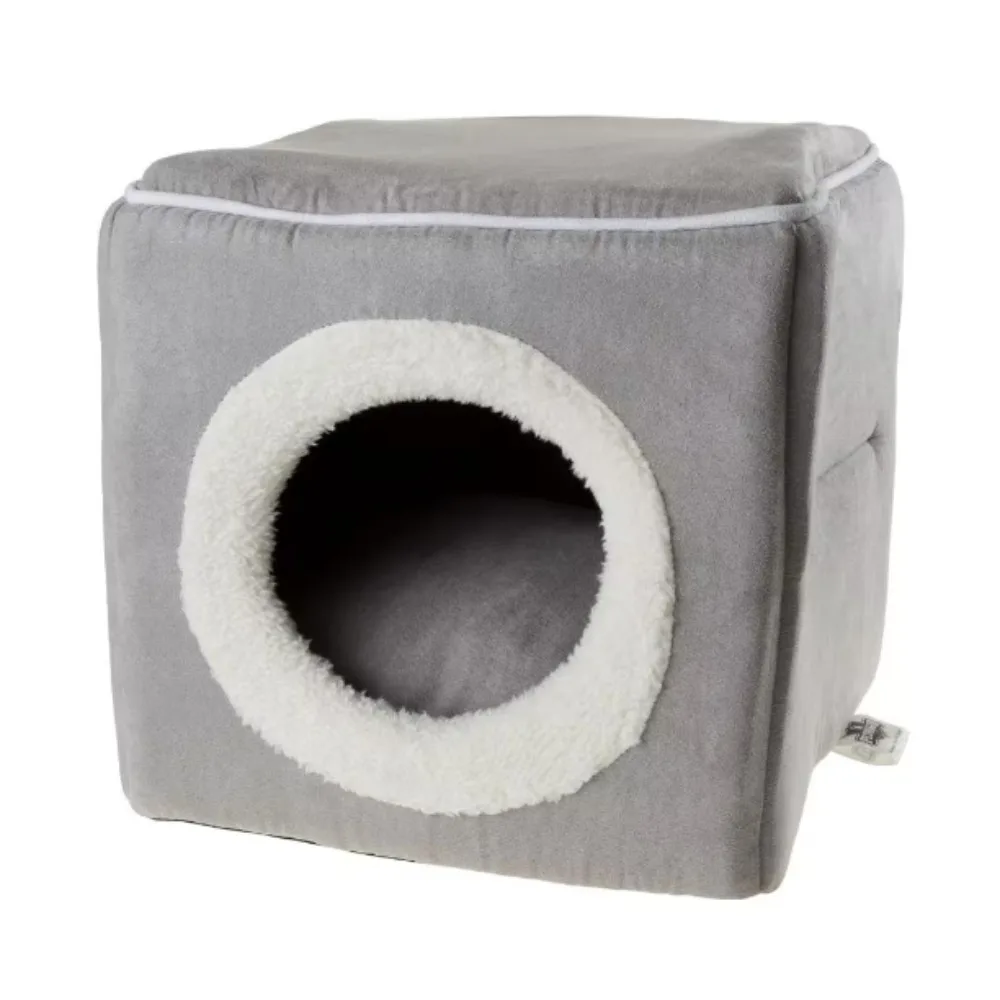 

Cat House-Indoor Bed with Removable Foam Cushion-Cat Cave for Puppies, Rabbits, Guinea Pigs, Hedgehogs, and Other Small Animals