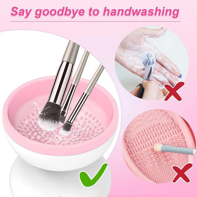 Makeup Brush Cleaner, Beauty Tool Powder Puff Beauty Egg Deep Cleaning Box, Automatic Quick Drying Brush Scrubber