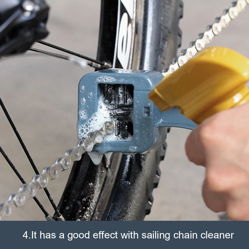 Bicycle Chain Clean Brush Double Head Bike Chain Washer Cleaner Multifunction Portable Chain Cleaning Brush for Motorcycle Bike