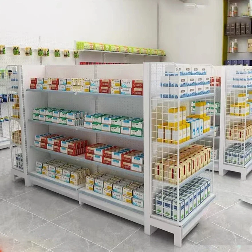 Hot Sale Marketing Shelves, Store White Color Display Racks, Equipment Shelf, Shop Adjustable Grocery Store Shelving