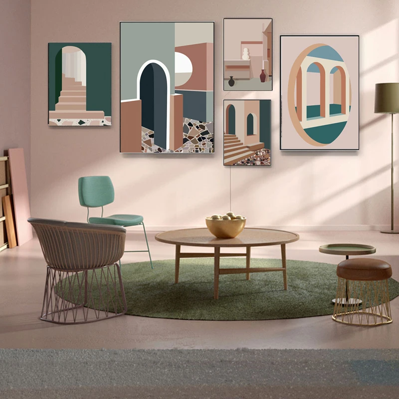Retro Morandi Building Canvas - Interior Design And Build recensie en prijs