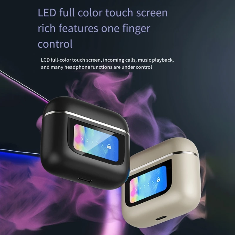 TWS Bluetooth 5.3 หูฟังบลูทูธ In-Ear V8 หน้าจอสัมผัสสีเต็มรูปแบบชุดหูฟังกีฬาตัดเสียงรบกวนไร้สาย True