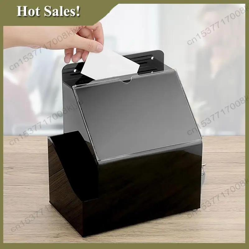 -A23G Acrylic Suggestion Box With Lock Wall Mounted Acrylic Donation Box With 5X7inch Sign Slot Office Ballot Boxes