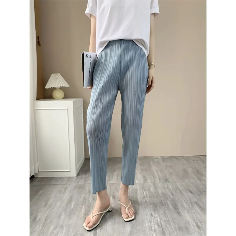 

Women's Fashion Folded Cuff Pants Autumn New Natural Waist Carrot Pants Small Foot Polyester Fiber Casual Style 016
