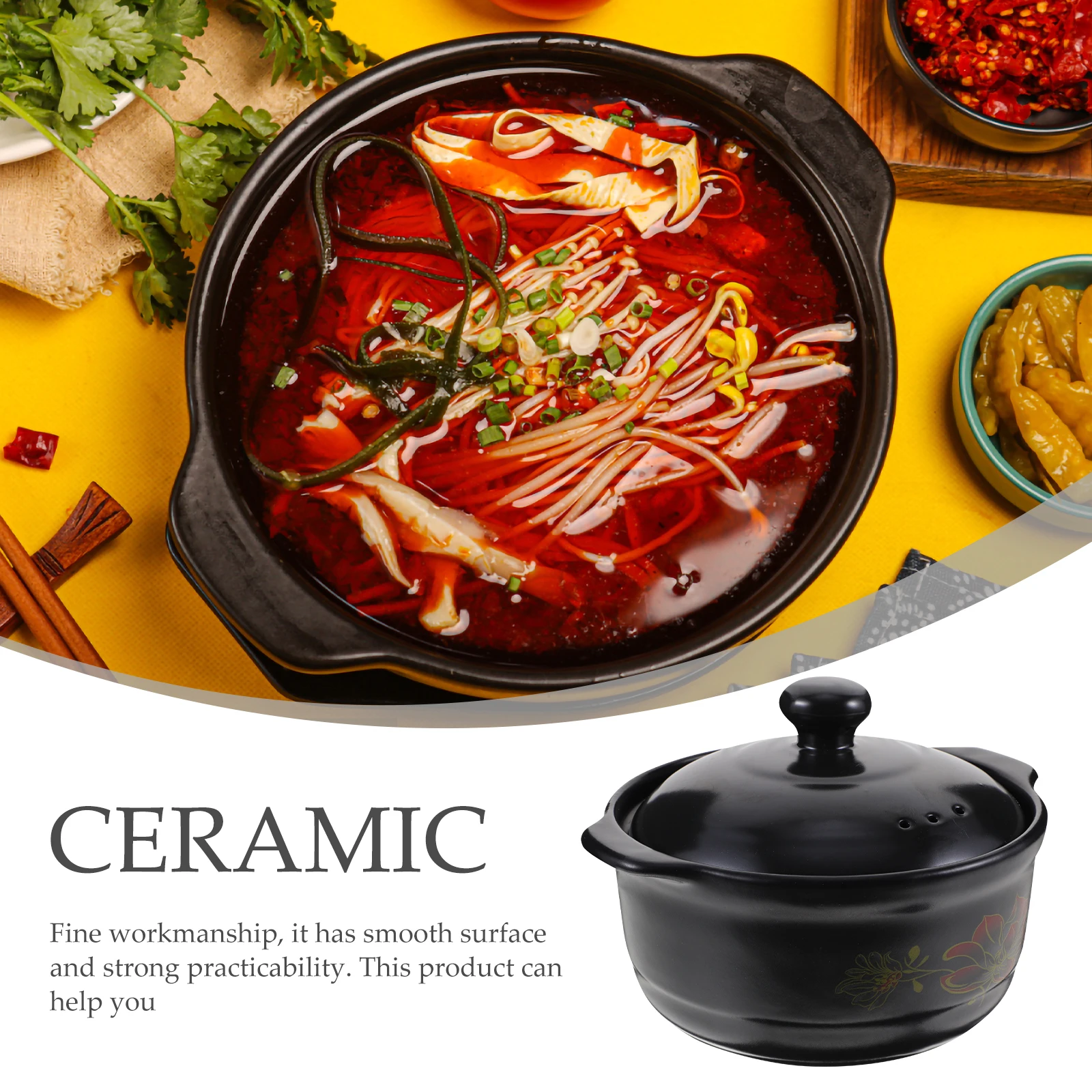 

Gas Clay Pot Thick Ceramic Stew Pot with Lid for Chicken Soup Braised Chicken Stove Cooking Kitchen Cookware Ceramic Casserole