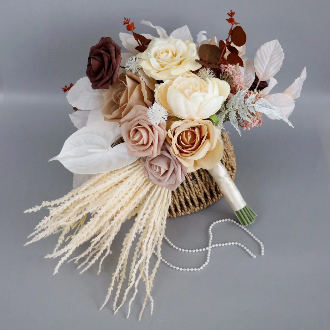 Champagner-Karamell-Brautsträuße, hochwertige Hochzeitsblumen, 2025, Neuankömmling