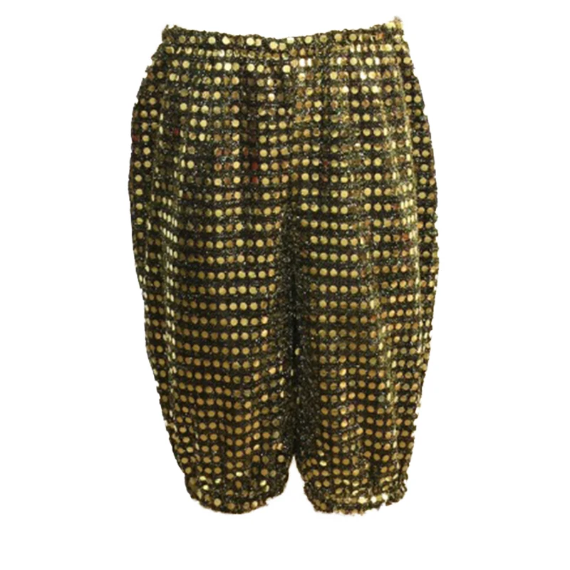 Kids Girls Shiny Sequins 1/2 Pants Dance Costume Jazz Wear Dancewear Children Performance Hip-hop Fashion Boy's Harem Pants Gold