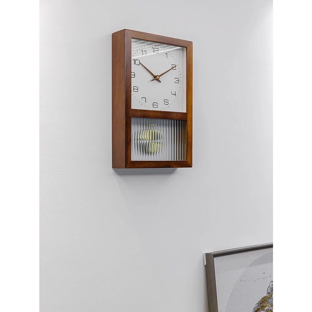 

New Chinese Solid Wood Clock, Living Room Wall Clock, Home Watch Wall Hanging, Modern Simple Japanese Retro Log Decoration Clock