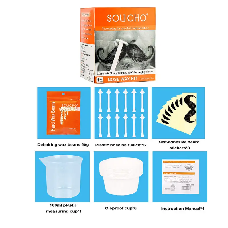 Painless Nose Hair Removal Wax Kit Home Beauty Nose Ear Depilator Waxing Tools Nose Ear Lips Hair Cleaning Wax Beads Set Safety - Image 7