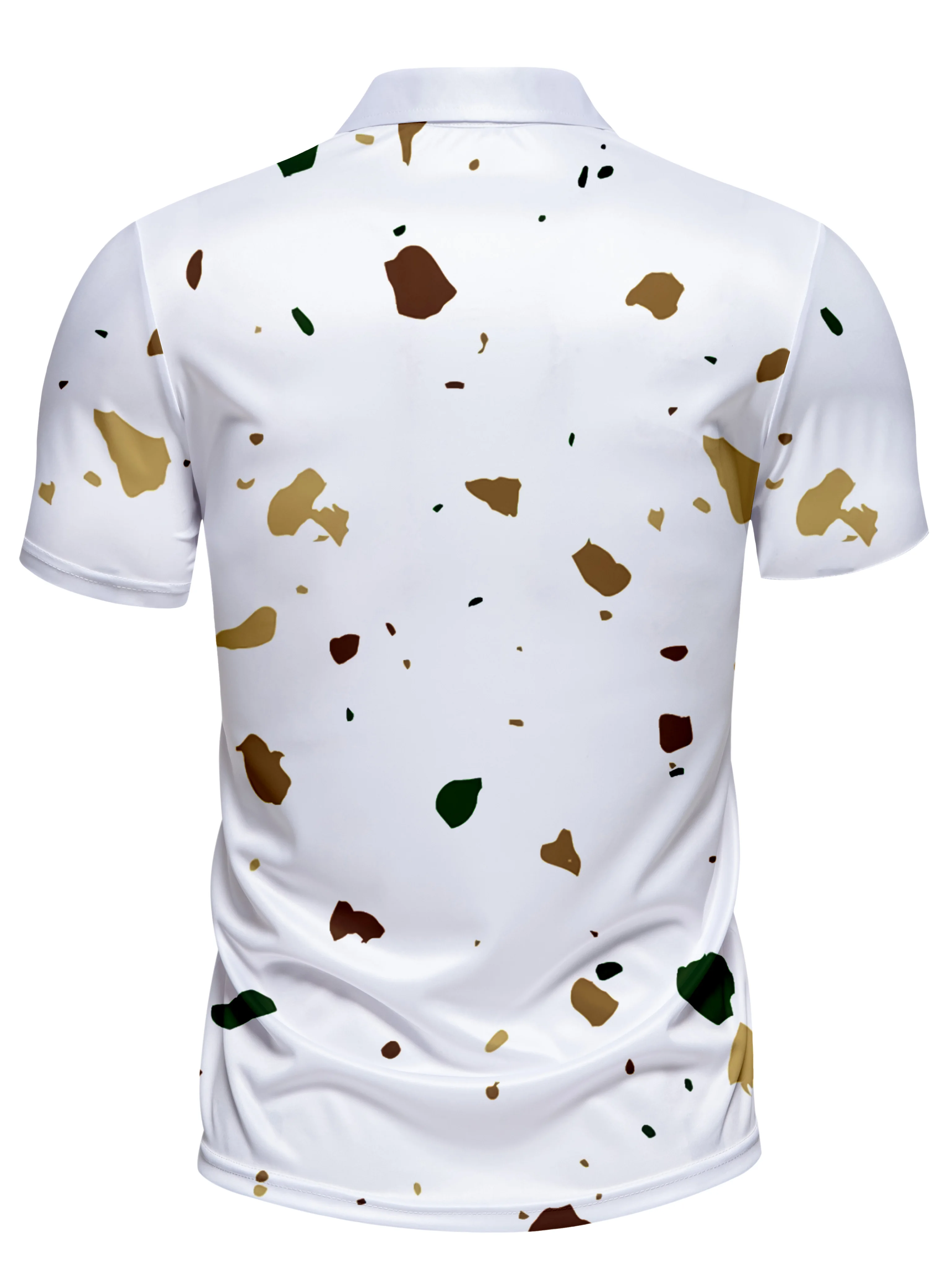 Men's Summer Fashion Polo Casual Digital Print Top Machine Washable