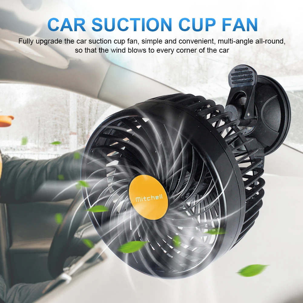 

Auto Cooling Fan Adjustable 12/24V Air Circulator Fan Strong Wind Electric Car Circulator Single Head Mini Car Fan Cooler Sucker