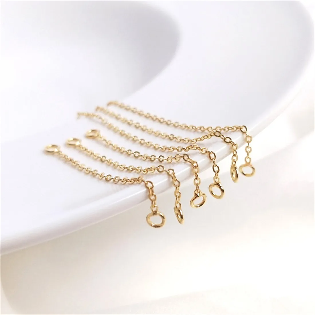 

14K Gold Wrapped DIY Accessory Double Loop Tail Chain Extension Chain Handcrafted Ear Jewelry Tassel Bracelet Necklace B833