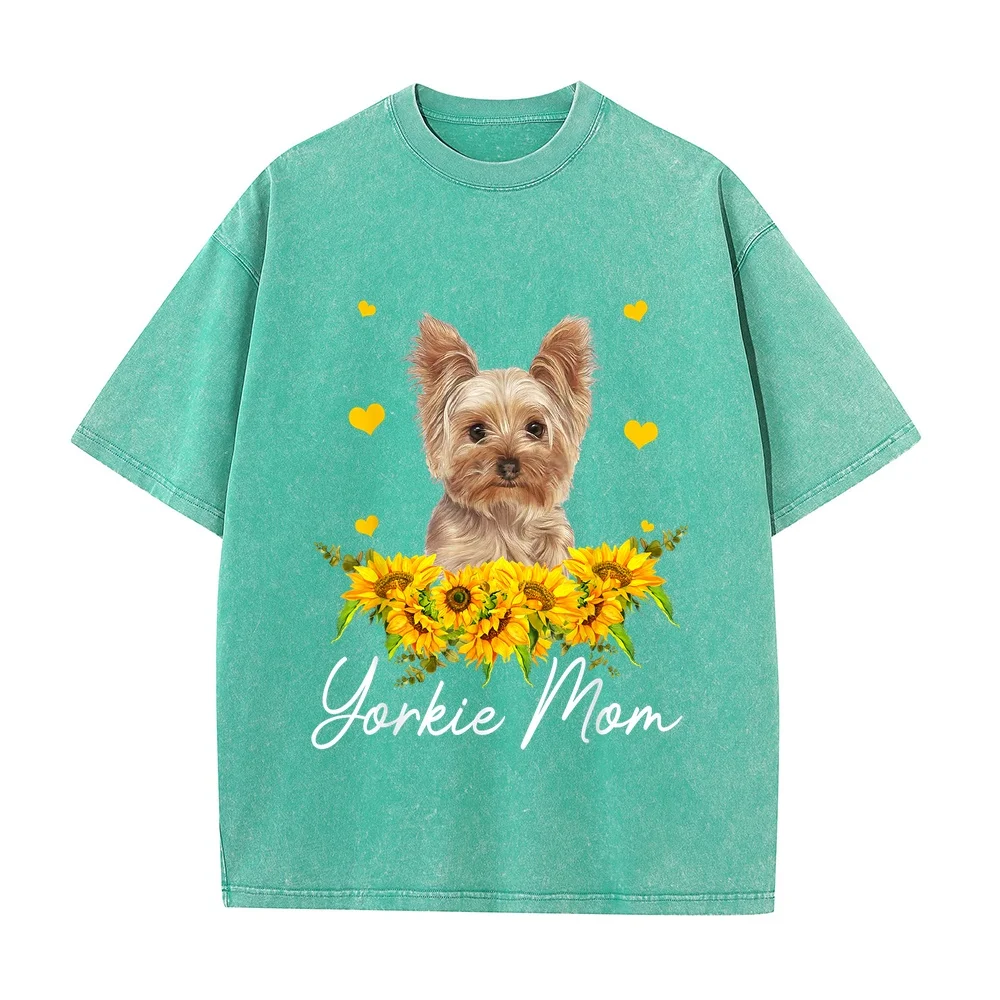 Suower Yorkie Mom Dog Lover T-Shirt Oversize T-Shirts Men's Clothing Deals Everyday Short Sleeve Tee Round Neck Graphic Pet