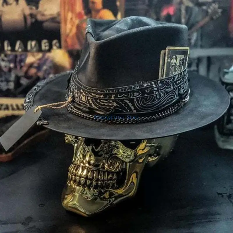 652B Halloween-Geschenk, Cowboyhut, perfektes Geschenk für Halloween-Liebhaber, Cowboyhut mit Totenkopf-Motiv,