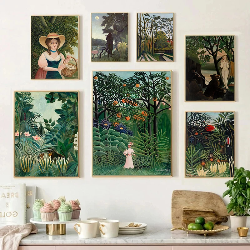 Famous Henri Rousseau Landscape Canvas Painting Modern Forest Posters and Prints Wall Art Picture for Home Living Room Decor