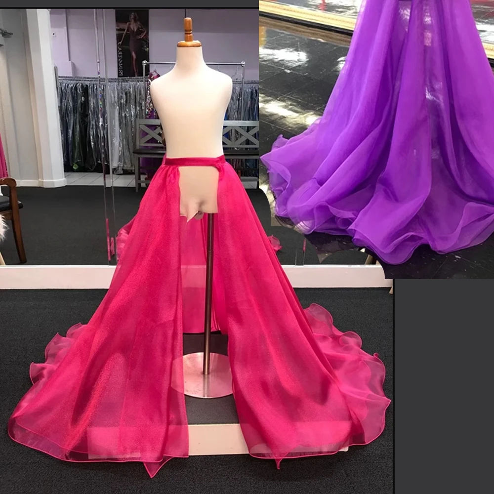 Seperate Organza Skirt For Wedding Dress Drag Removeable Prom Party Train Skirt(Left waist Size)