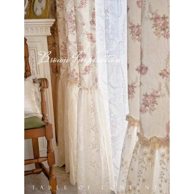 Cream Luxury Relief Curtains for Living Room Bedroom Dining Palace Semi-blackout Lace Embroidery Custom Size Romantic Tulle