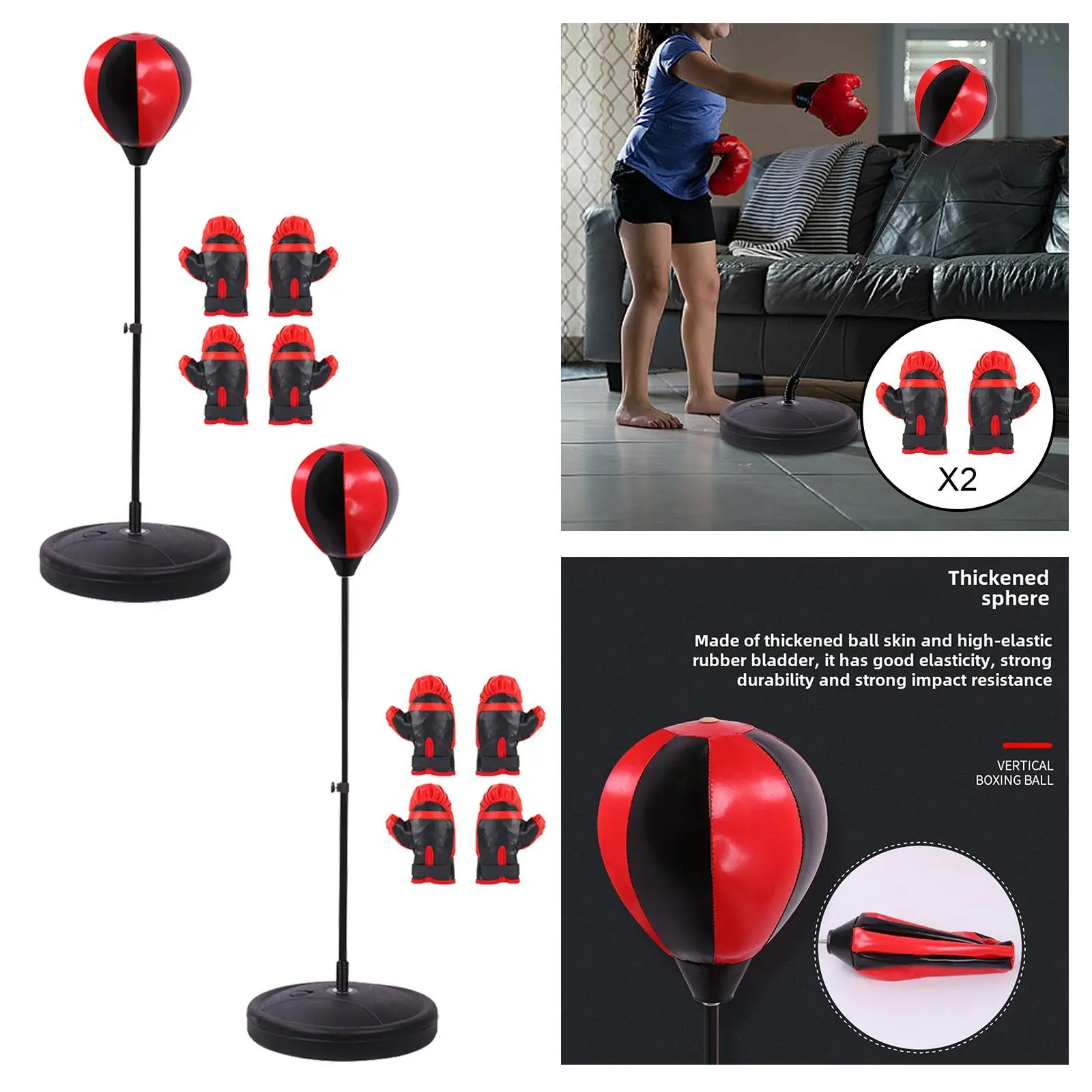 Boxing Reaction Ball with Stand Freestanding with Boxing Gloves Boxing Gear