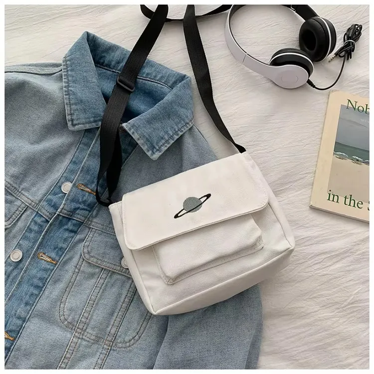 

Casual Collage Student Messenger Bag Women Small Bag Canvas Shoulder Bag For Women Print Crossbody Bags Bolsas Sac