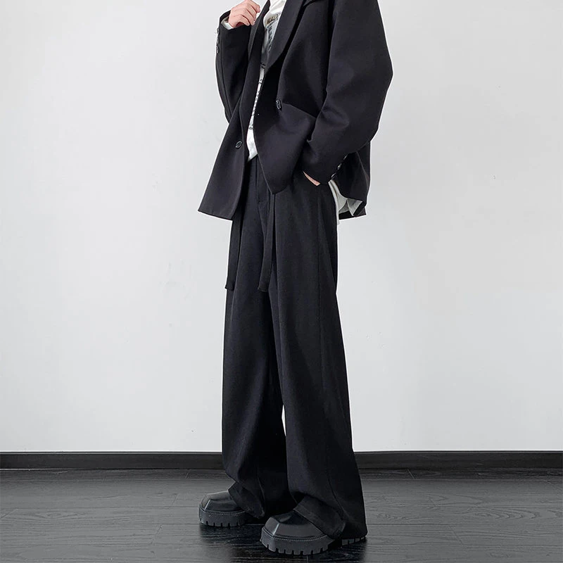 

Cleanfit Men's Pure Bla Tall Straight Leg Casual Pants Drapey Comfortable Faionable Urban Sle mid Waist Long Trousers