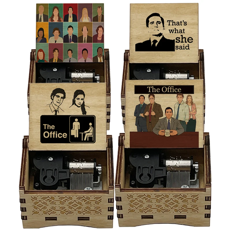 TV Show The Office Music Box Wind Up Mechanical Automatic Print Wooden Gift For Friends Boy Girls Toy Christmas Party New Year