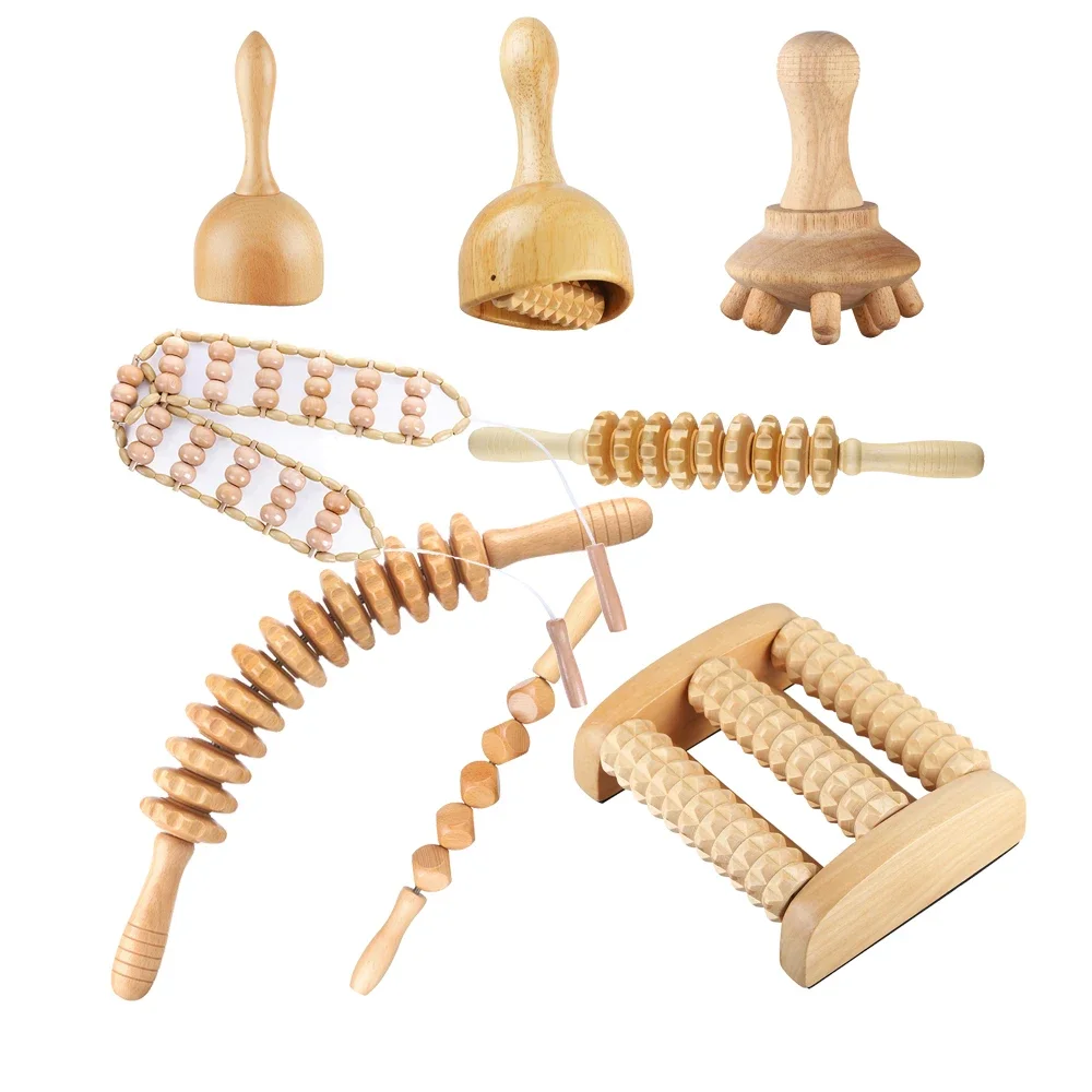 

Wholesale Back Rope Wooden Foot Massager Kit Board 13 Piece Roller Belt Women's Wood Therapy