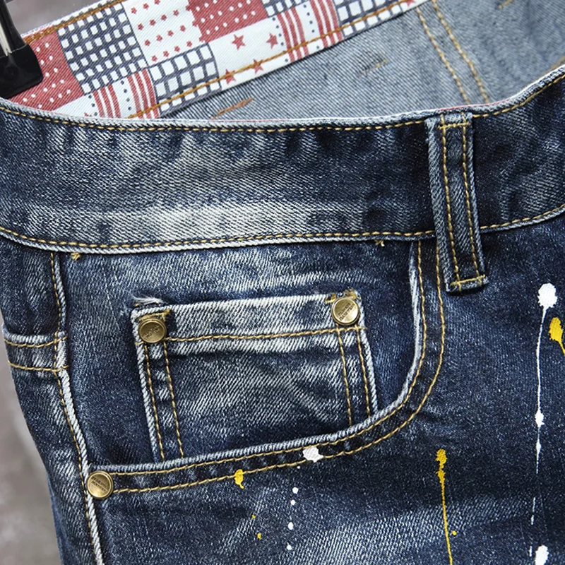 الرجال الهيب هوب ممزق الدينيم السراويل الصيف موضة الحنين جينس قصير غير رسمي مستقيم القطن الشارع الشهير الرجال السراويل الكورية #3