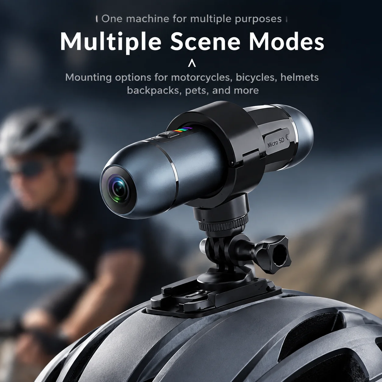 Portable 4K Outdoor Action Camera Front Rear Recording Helmet Camera Waterproof Sport Video Recorder For Cycling Motorcycle