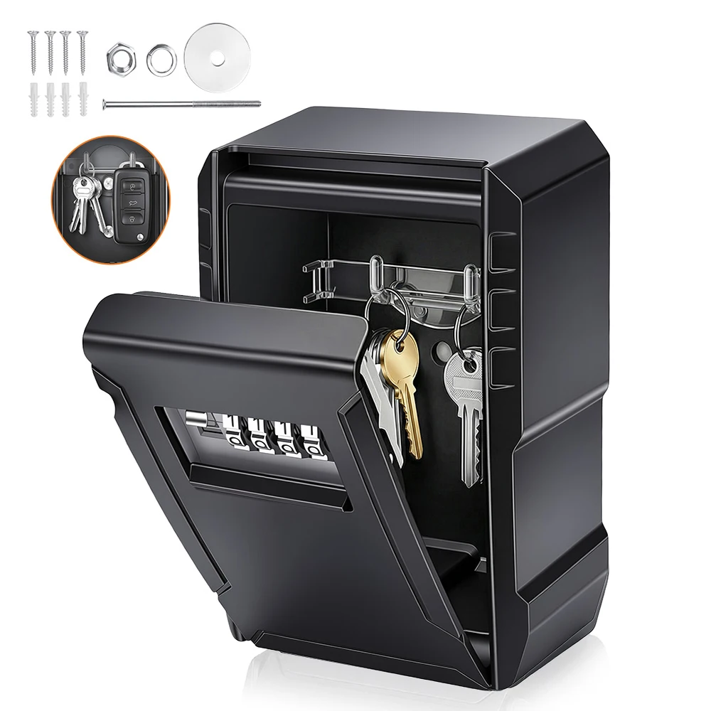 防水パスワードキーボックス金属-4-桁コンビネーションキー収納ボックス壁掛けキー金庫ボックス屋外