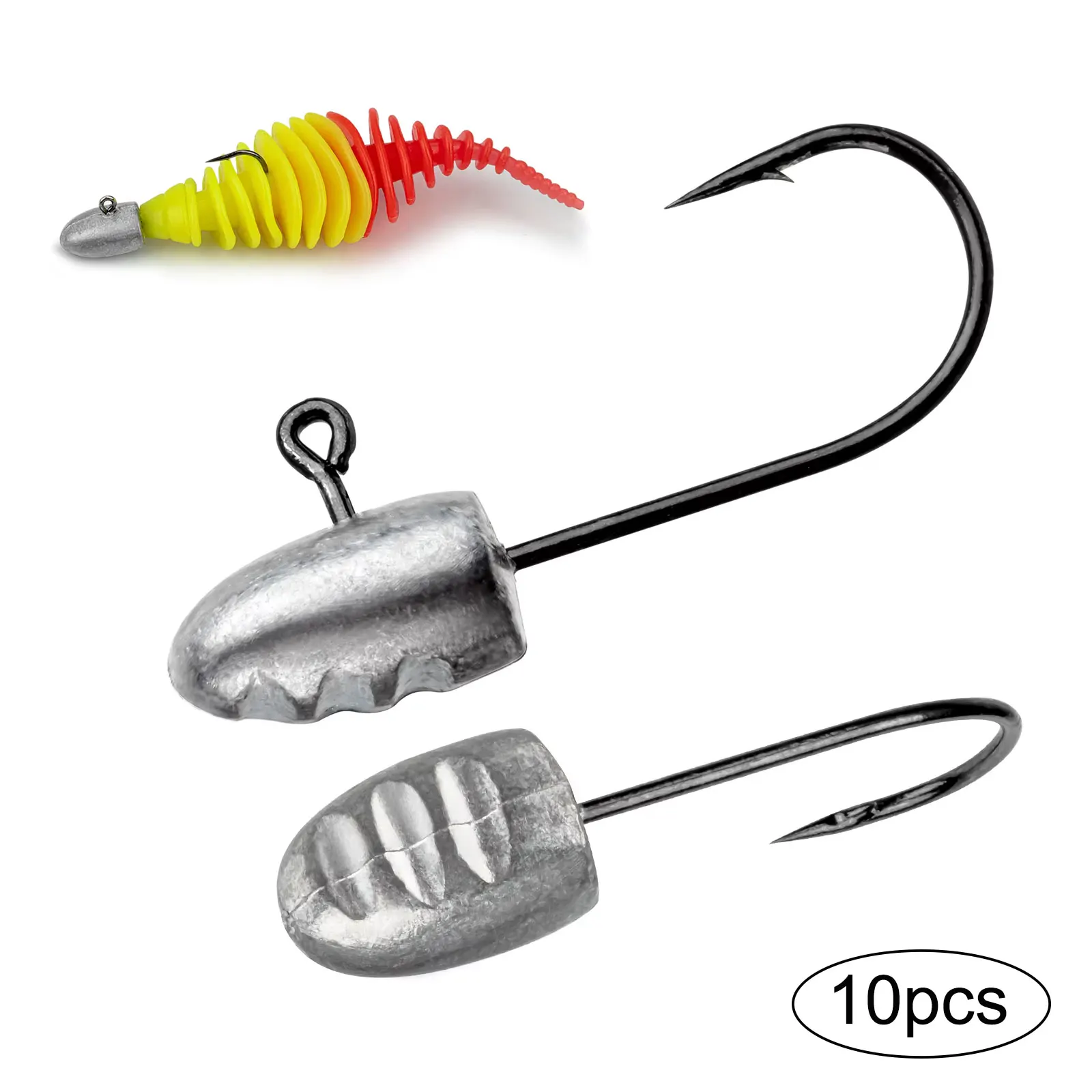 Thkfish 10pcs Lead Head Fishing Hooks 1g 2g 3g 4g Jig Head Crank Hooks For Soft Lures Freshwater Barbed Hook