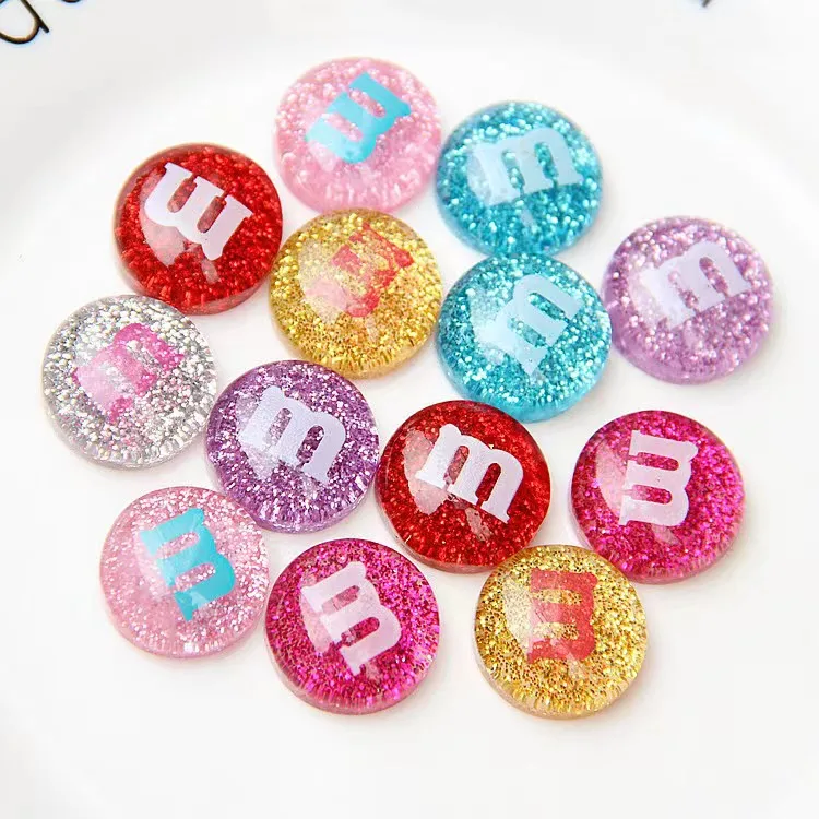 

1000 Pcs 3D M Beans Resin Candy Pendants Kawaii M-Beans DIY Decoration Earrings Necklace Chocolate Beans Jewelry Accessories