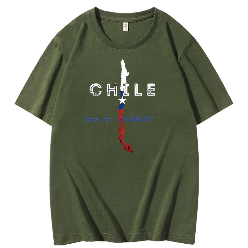 Chilean Map Flag Chile Souvenir T Shirt Summer Fashion Graphic T Shirts Summer New Shirts And T-Shirts Cotton Mens Print T Shirt