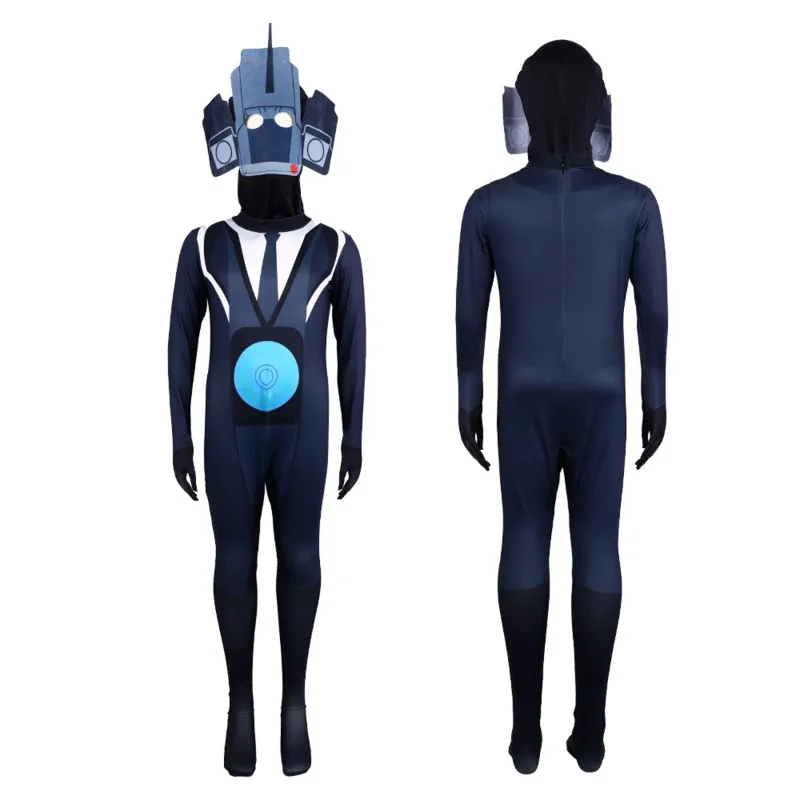 Skibidi-Toilet Cosplay Costume para Homens e Mulheres, Game Speaker, TV Man Camderman, Bodysuit, Macacão, Máscara, Halloween