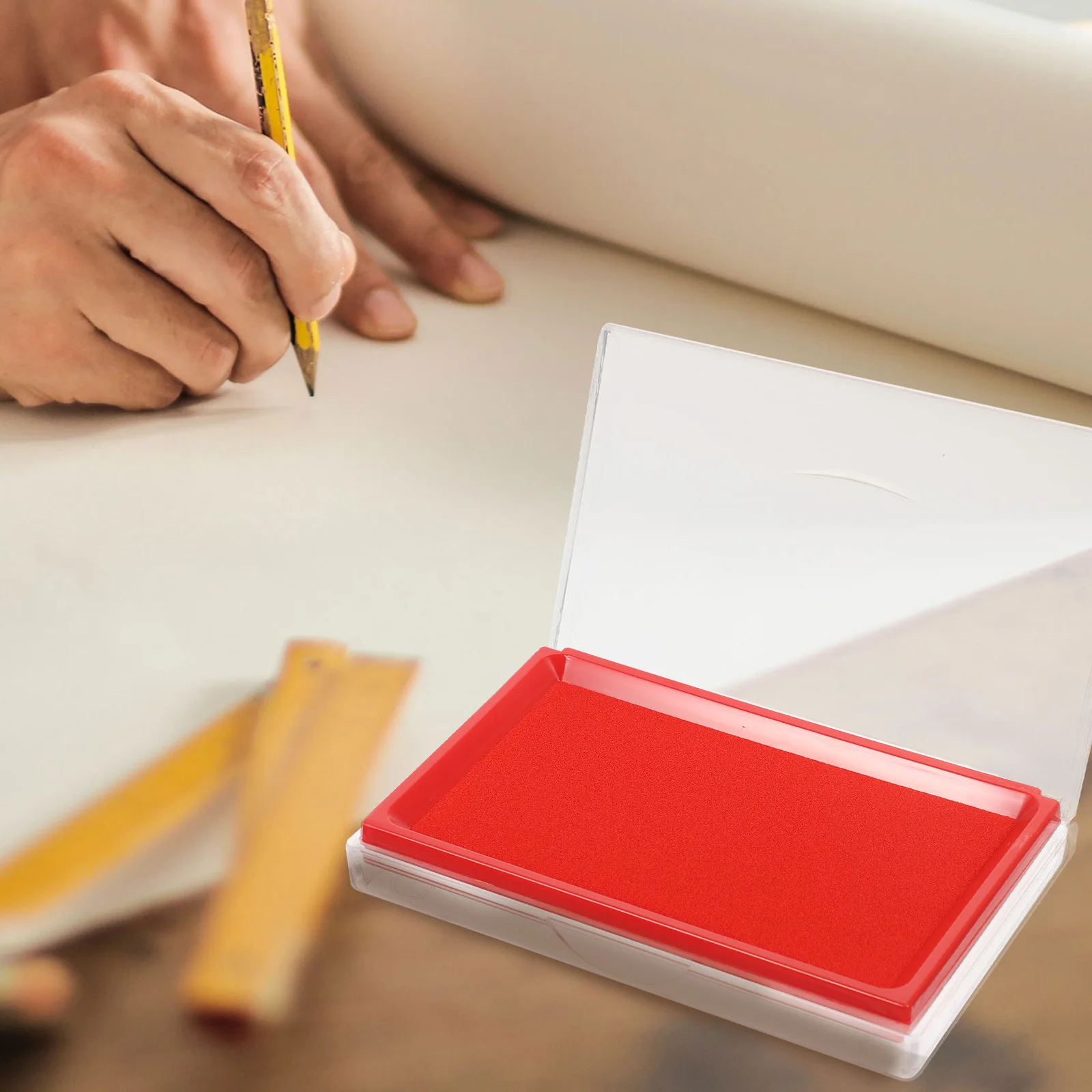 Red Ink Pad Clear Box For Calligraphy Painting Students Artwork Supply Portable Inkpad Multipurpose Durable
