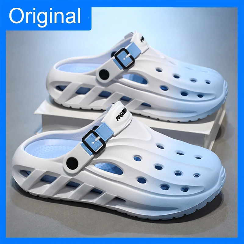 

Мужские сандалии для прогулок на открытом воздухе, нескользящие, из ЭВА, с мягкой толстой подошвой, модные, удобные, повседневные, летние, новые, пляжные, с круглым носком, тапочки