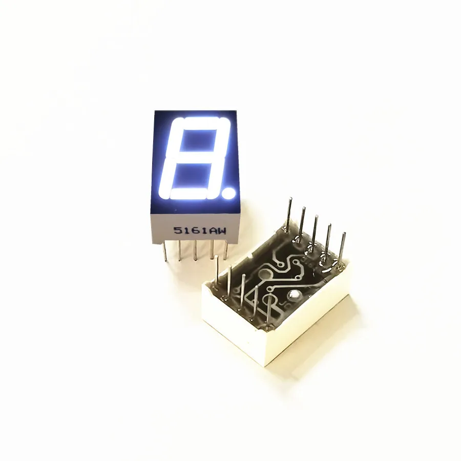 10pcs 0.56 Inch White LED Digital Display 10Pins 13*19*8MM 5161AW 5161BW 1 Bit Digit Digitron Common Anode Cathode C-C C-A