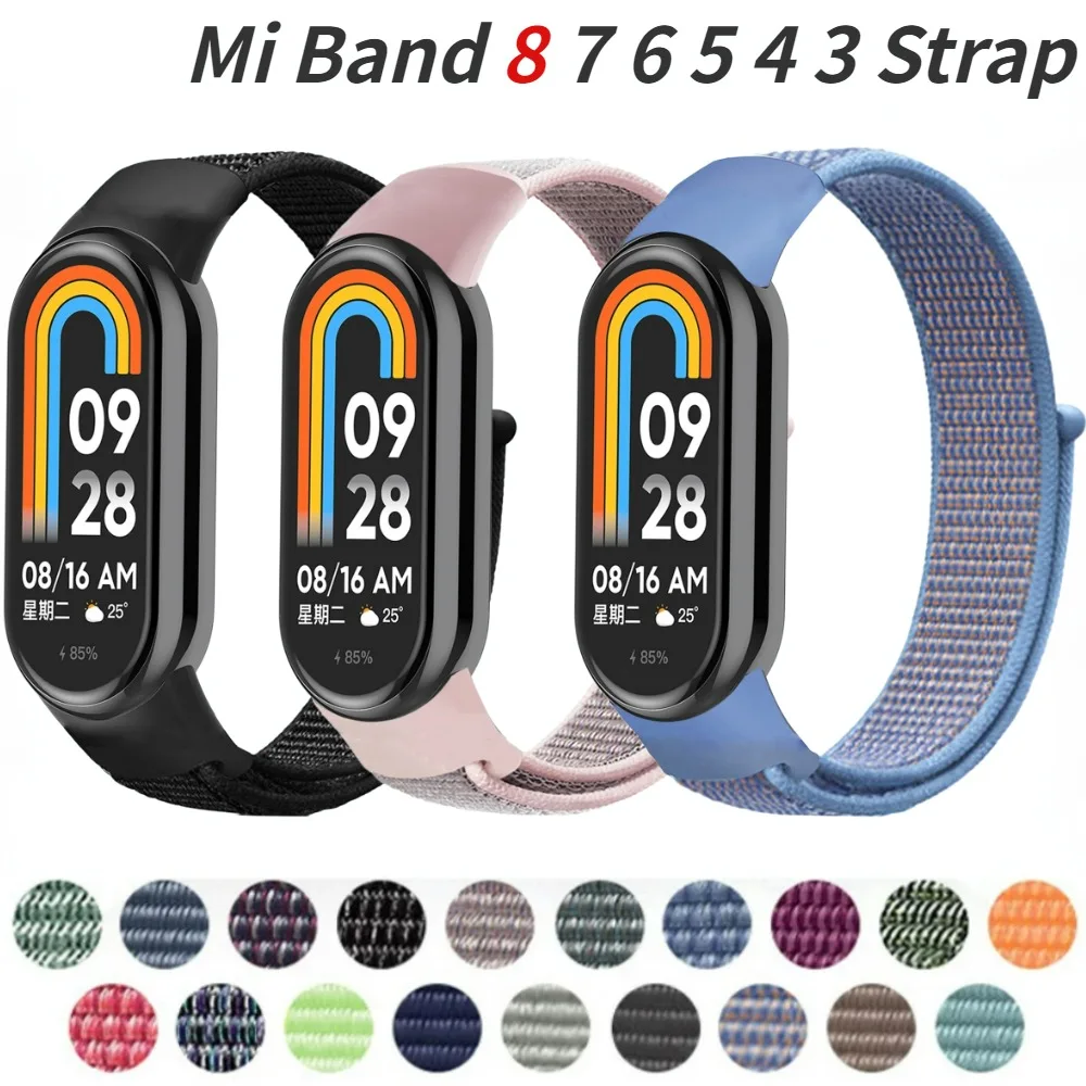 

Nylon Loop Strap for Xiaomi Mi Band 8 7 6 5 4 3 Breathable wristband Smartwatch Replacement sport pulsera watchband Miband 8 NFC