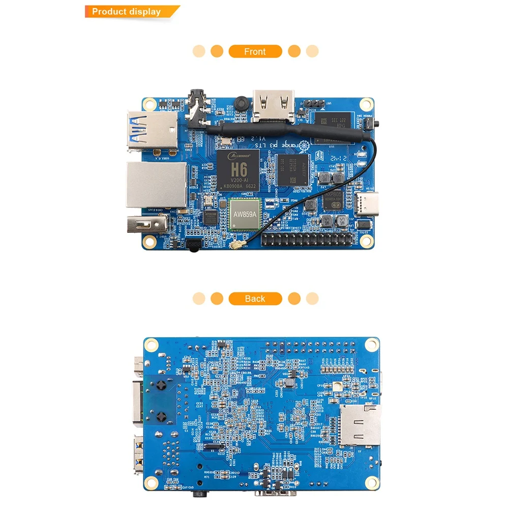 

New!For Orange Pi 3 LTS Development Board 2G8G EMMC With +BT5.0,Allwinner H6 Soc,Open Source Board Computer,Run Android