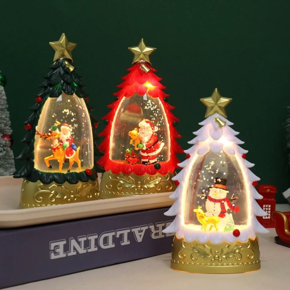 Christmas Gift Luminous Snow Globe Lantern Crystal Small Christmas Night Light Table Decor LED Crystal Ball Light Xmas