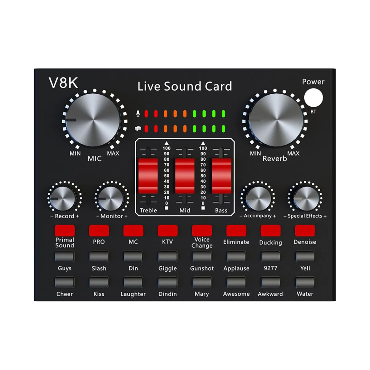 SLQZT V8K Audio USB External Sound Card Multi Portable Microphone Live Broadcast Sound Card for Mobile Phone Computer