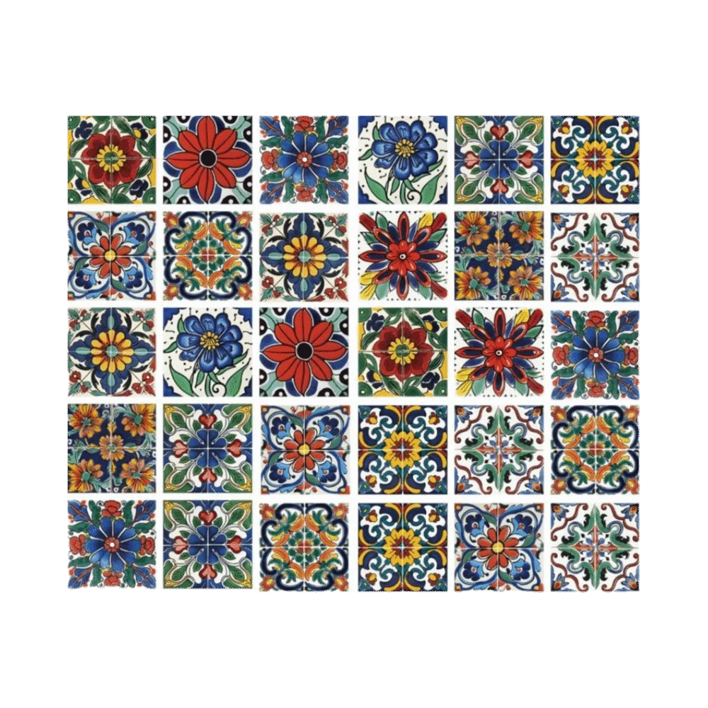 12Pcs Mandala Pattern Backsplash Tile Stickers Waterproof Multicolor Design Peel and Stick Tile Classic Style PVC Tile Decals