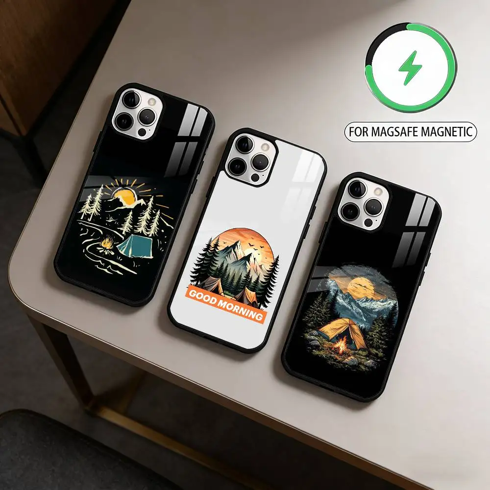 N-Nature Outdoor Camping  Magnetic For Magsafe Wireless Charging Phone Case For iPhone17,16,15,14,13,12,11 Plus,Pro Max