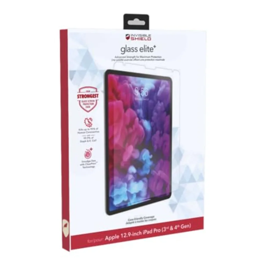 

InvisibleShield Glass Elite+ Screen Protector for iPad Pro 12.9 6th/5th/4th/3rd Gen 4X Extreme Shatter Protection Maximum Scrat