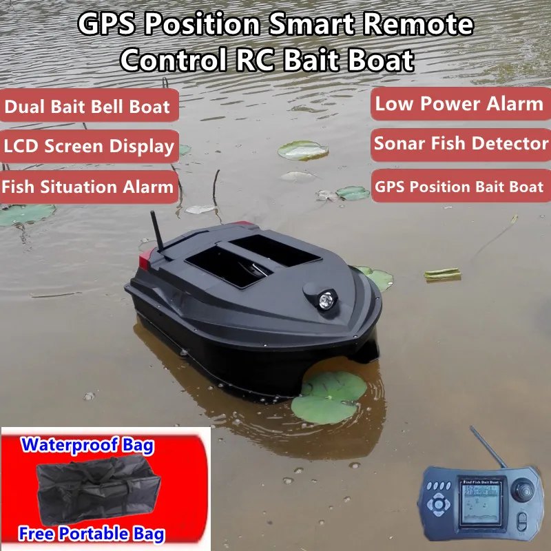 Professional Sonar Fish Detector GPS Position RC Nest Boat Double Hopper Decoupling Design Night Light Remote Control Bait Boat