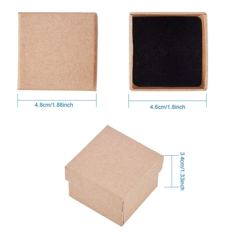 

24 Pcs Kraft Jewelry Box Durable Retro Women Storage Earrings Necklaces Ring Brooch Gift Packaging Container Beads Paper Boxes
