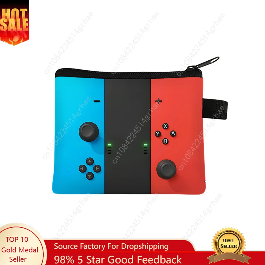 Games Console Pattern Cartoon Coin Purse Keychain Wallet Small Card Organizer Key Pouch Ladies Money Bag for Boys/Girls Children