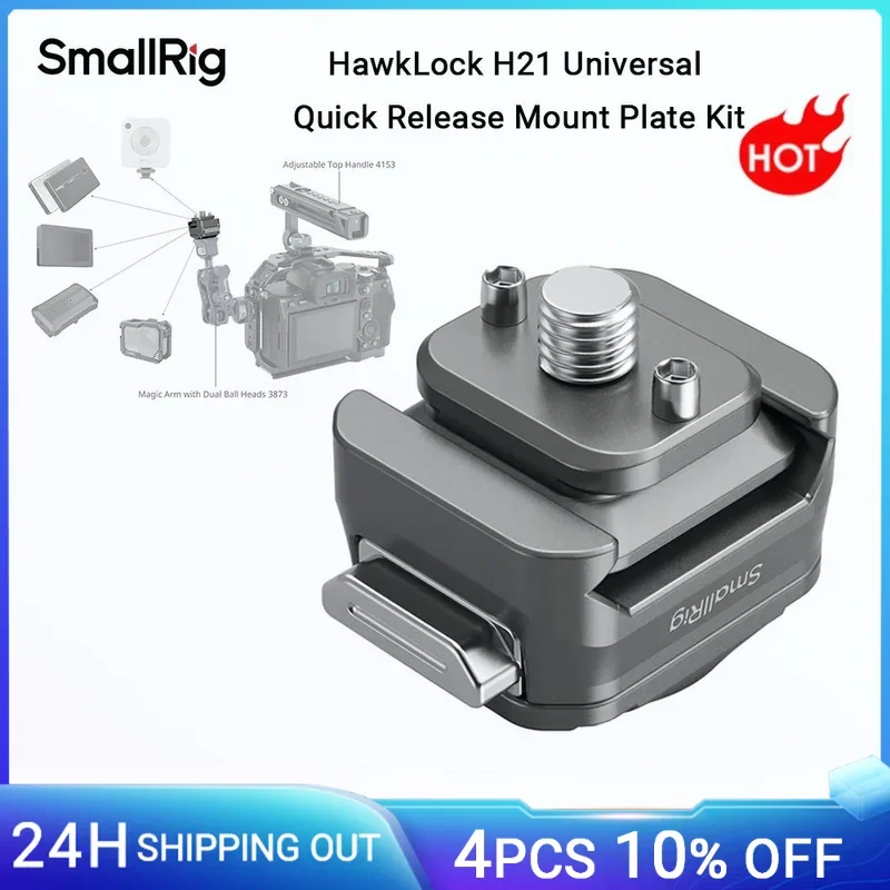 SmallRig HawkLock H21 Kit de placa de montaje universal de liberación rápida para monitores, cámaras de acción para Canon para cámara Sony -4491